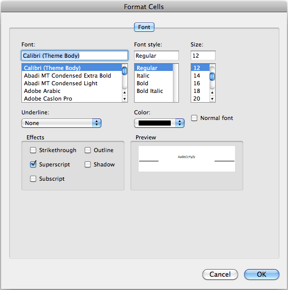 create a new theme font for mac excel